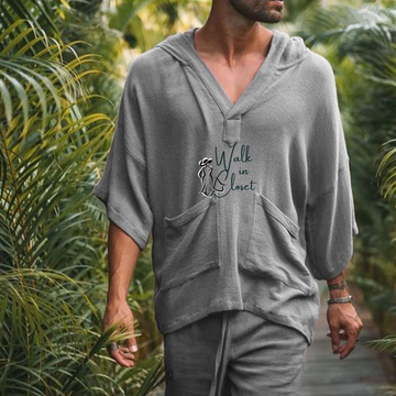 Men’s Cotton Linen Summer Hoodie and Shorts Set - Luca