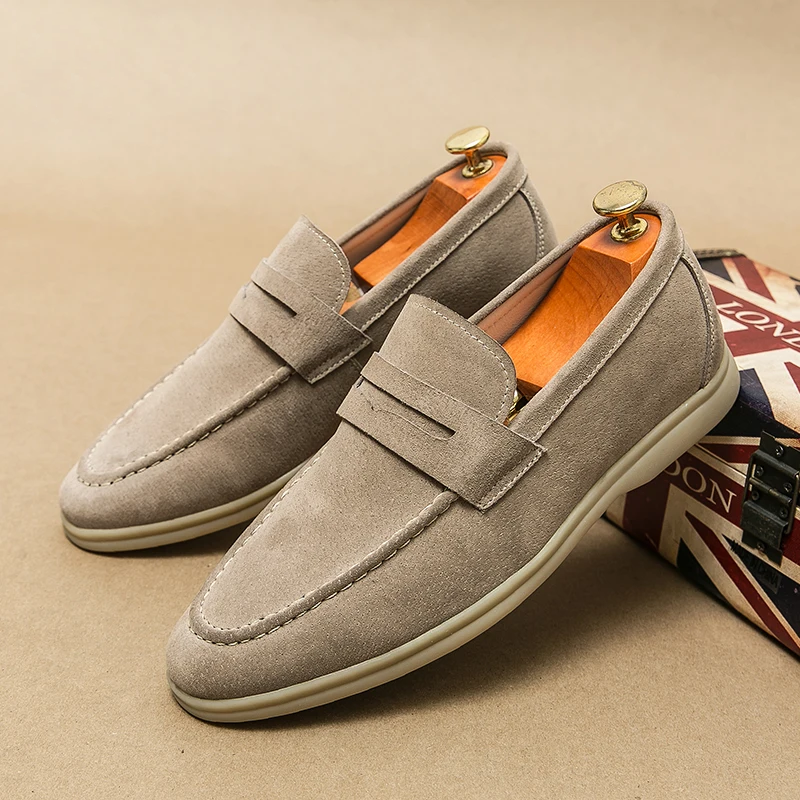 Men’s Suede Leather Low-Heel Loafers - Finn