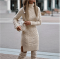 Walkin Closet-Women Dresses-Cozy Knitted Dress for Autumn and Winter Elegance