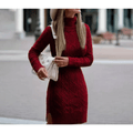 Walkin Closet-Women Dresses-Cozy Knitted Dress for Autumn and Winter Elegance