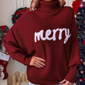 Walkin Closet-Women Sweaters-Festive Women’s Turtleneck Sweater for Holiday Celebrations